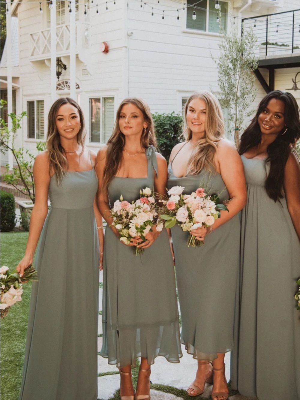 $180 Show Me Your Mumu Claire Midi Dress ~ Deep Sage Chiffon Bridal NWT Small - Picture 9 of 9